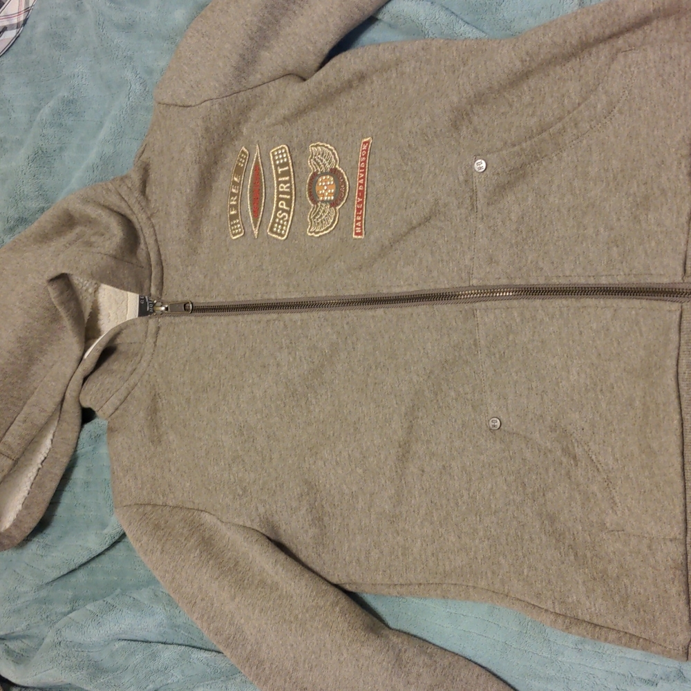 Harley Davidson Tan Fleece Hoodie. Size Small. NWOT